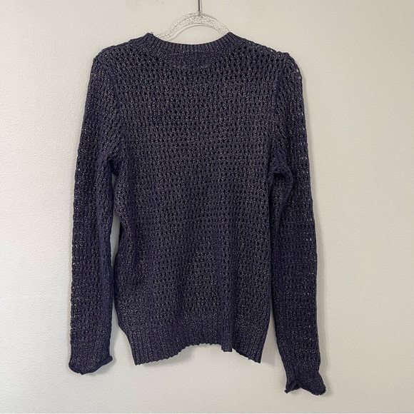 Narciso Rodriguez Navy Shimmery Cable Knit Sweater Size L - Picture 9 of 9
